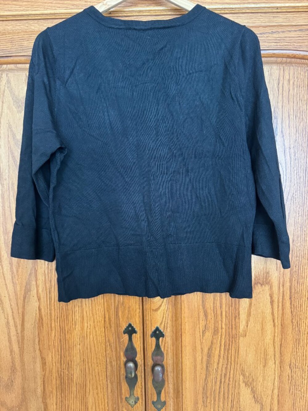 White House Black Market Black Button-Front Cardigan Sweater image 2